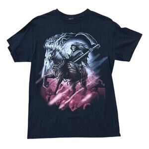 Grim Reaper on a horse black t-shirt Size Medium